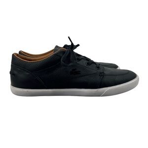 Lacoste Mens 10.5 Sneakers Bayliss Black Leather Perforated Collar Shoes BAYLI88